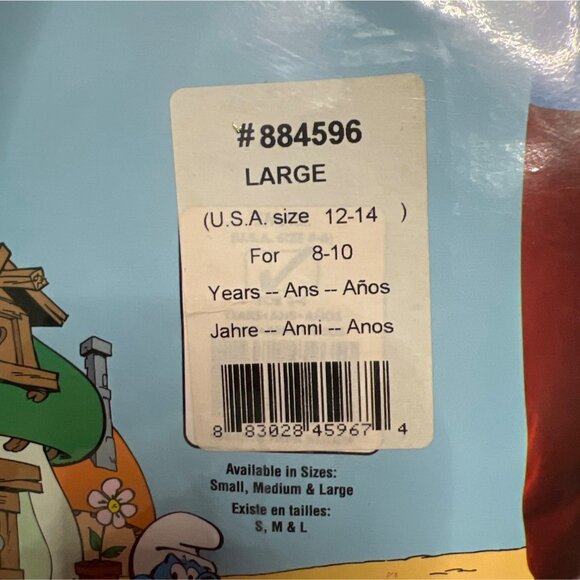 Smurfs Kids Costume Papa Smurf Size Kids Large 12-14 - Picture 2 of 5